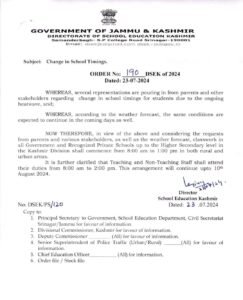 DSEK Orders Change in School Timings Due to Heatwave, check now
