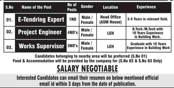 Jobs at Abdul Salam Mir Construction Company Pvt. Ltd, Apply now