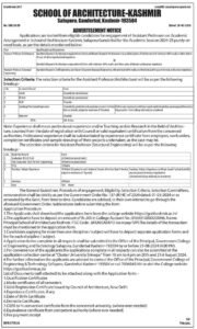 School of Architecture-Kashmir Invites Applications for Assistant Professors