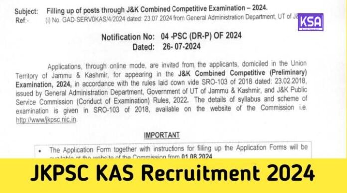 JKPSC KAS Recruitment 2024: Check Notification PDF, Vacancies, Eligibility, Last Date