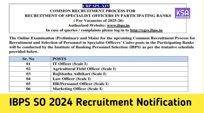 IBPS SO 2024 Recruitment Notification Released: Apply Online for 896 Specialist Officer Vacancies