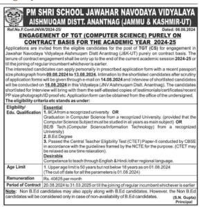 Jawahar Navodaya Vidyalaya Recruitment 2024: Vacancies, Rs 40,000 Salary, How to Apply