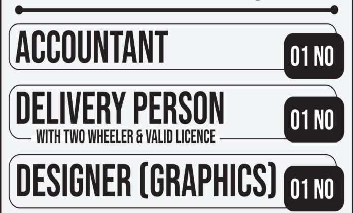 Designer, Delivery Person & Accountant Jobs Recruitment 2024