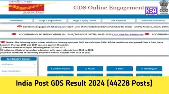 44228 Posts: India Post GDS Result 2024: Merit list 2 out, Download pdf