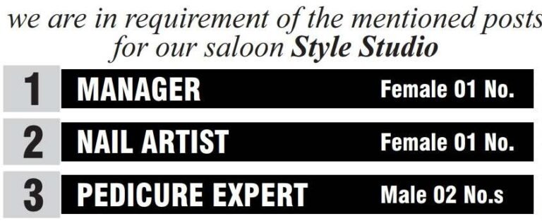 Jobs at Style Studio Saloon – 4 Vacancies Available