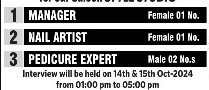 Style Studio Salon Recruitment 2024 for various vacancies 