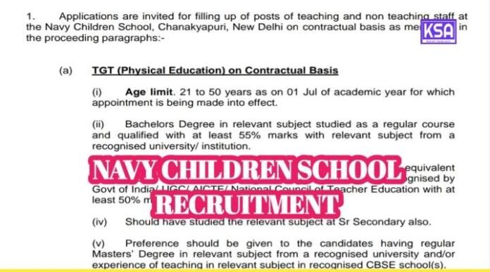 Navy Children School Recruitment 2024: Teaching & Non-Teaching Positions – Eligibility, Salary, and Selection Process Details