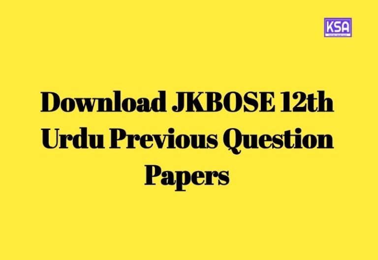Download JKBOSE 12th Urdu Previous Question Papers 2024
