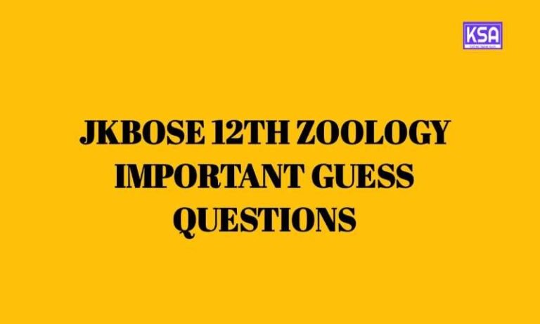 JKBOSE 12th Zoology Important Guess Questions 2025 Download PDF