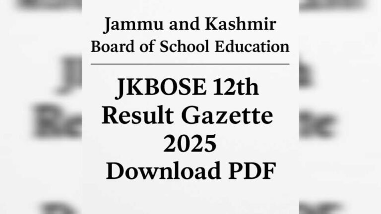 JKBOSE 12th Result Gazette 2025 Download PDF