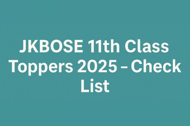 JKBOSE 11th Class Toppers 2025 – Check List