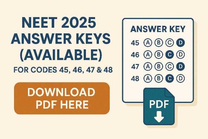 NEET 2025 Answer Keys (Available) for Codes 45, 46, 47 & 48 – Download PDF Here