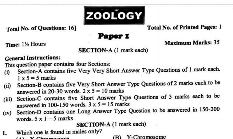 JKBOSE Class 12th Zoology & Botany Guess Paper 2025 PDF | Best Sample Paper for Biology Students