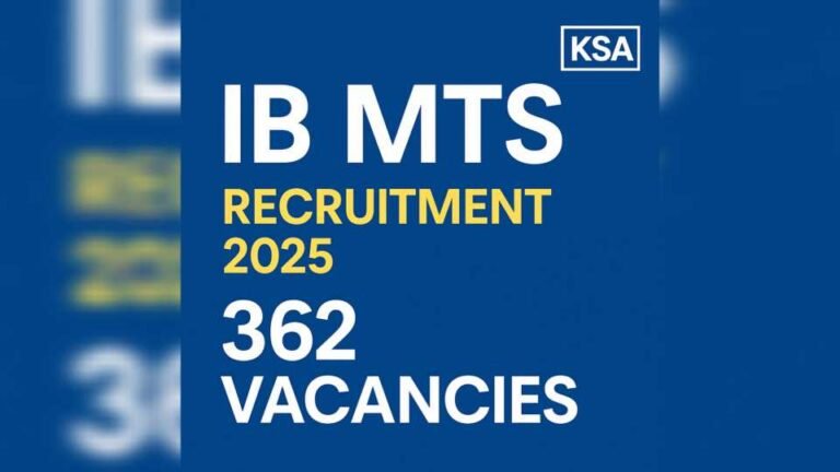 IB MTS Recruitment 2025 – 362 Vacancies: Eligibility, Salary, Apply Online & Complete Selection Process