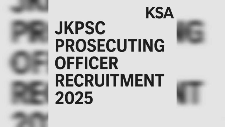 JKPSC Prosecuting Officer Recruitment 2025: Notification Released for 65 Vacancies, Apply Online @ jkpsc.nic.in