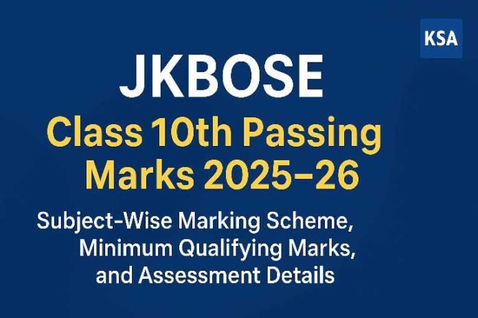 JKBOSE Class 10th Passing Marks 2025–26: Subject-Wise Marking Scheme, Minimum Qualifying Marks, and Assessment Details