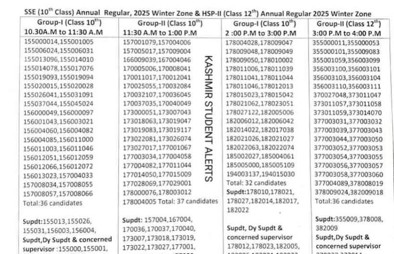 JKBOSE UFM Notice 2025 Winter Zones Jammu: Class 10th, 11th & 12th Students Must Appear — Download PDF