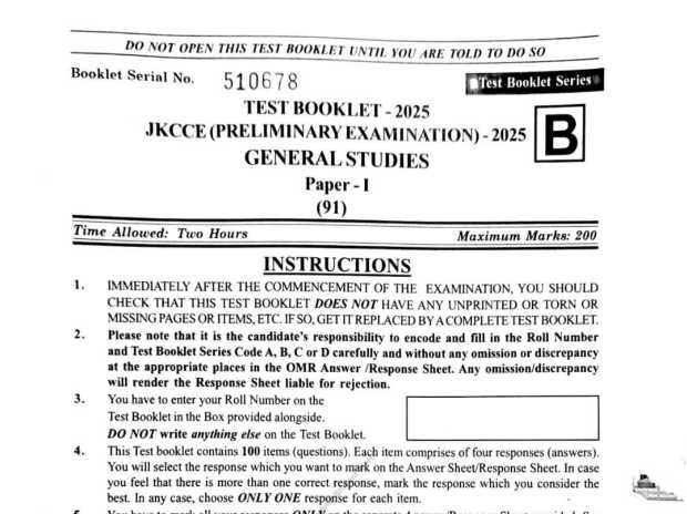 JKPSC KAS Prelims 2025: Download Question Paper PDF – JKCEE 2025 (Pre)