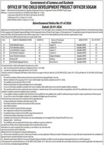Jammu and Kashmir Anganwadi Recruitment 2026: Apply for Sahayika (AWH) Posts in Poshan Project Sogam