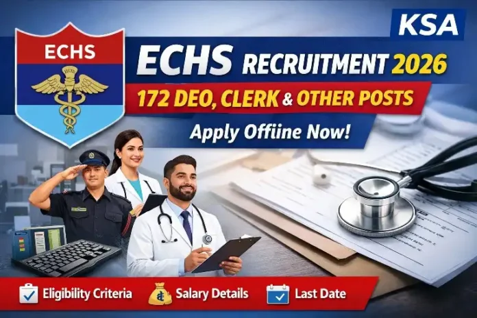 ECHS Recruitment 2026: Apply Offline for 172 DEO, Clerk & Other Posts – Check Eligibility, Salary, Last Date