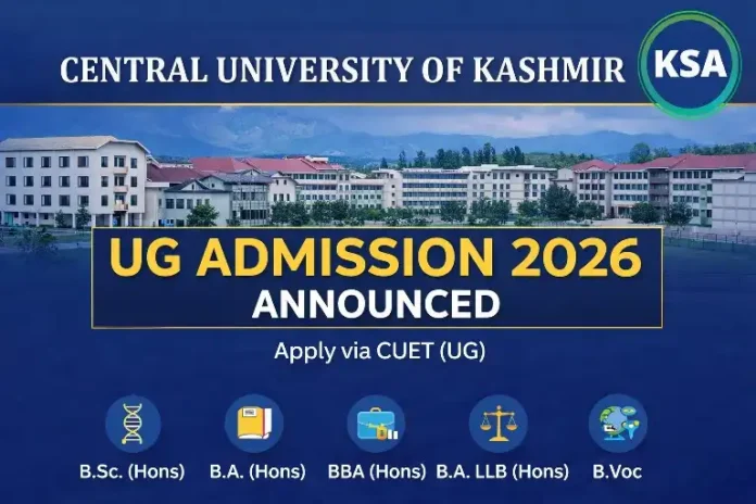 Central University of Kashmir UG Admission 2026 Announced: Apply Online Through CUET (UG)
