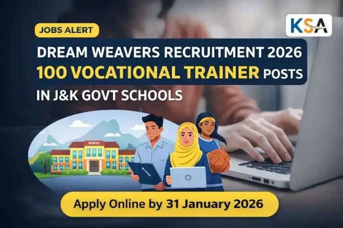 Dream Weavers Edutrack Recruitment 2026: Apply for 100 Vocational Trainer Posts in J&K