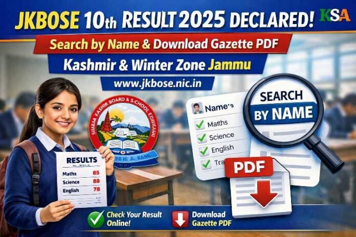 JKBOSE 10th Result 2025 Declared: Search by Name, Download Gazette PDF