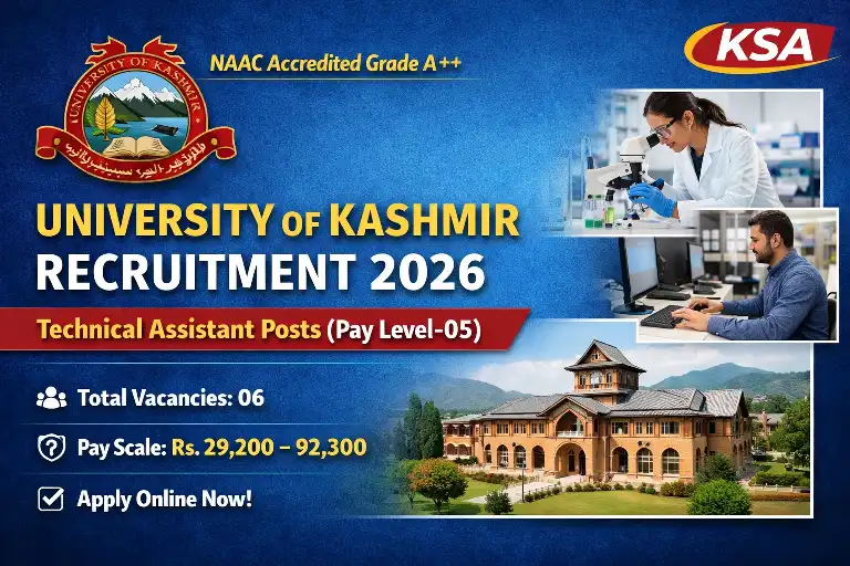 University of Kashmir Recruitment 2026: Apply Online for Technical Assistant Posts (Pay Level-05)