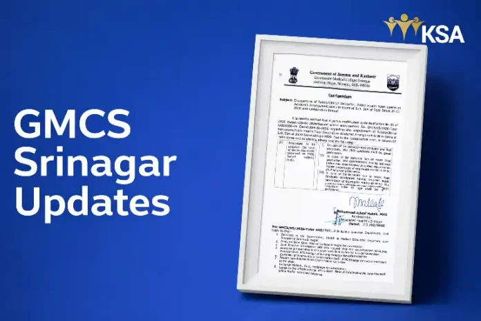 GMC Srinagar Corrigendum 2026: Tie-Breaking Criteria Revised for Tutors/Clinical Instructor & Public Health Tutor Posts