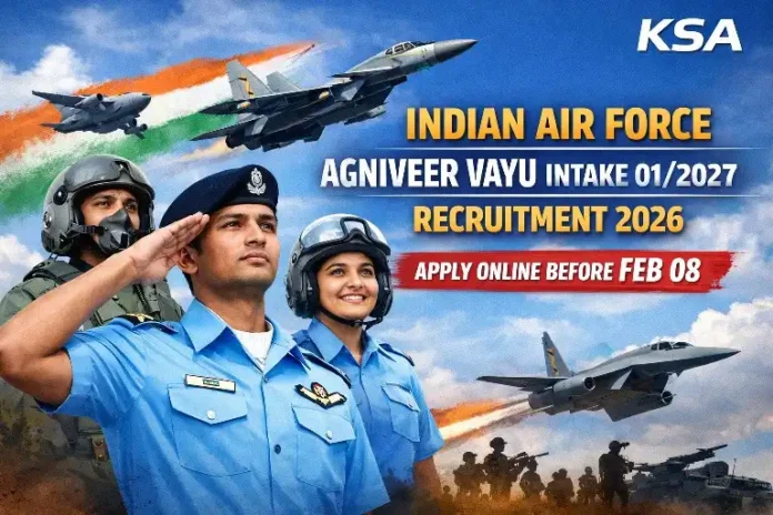 Indian Air Force Agniveer Vayu Intake 01/2027 Recruitment 2026: Apply Online Before Feb 08