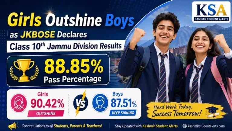 Girls Outshine Boys as JKBOSE Declares Class 10th Jammu Division Results with 88.85% Pass Percentage