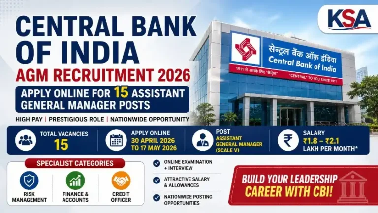 Central Bank of India AGM Recruitment 2026: Apply Online for 15 Assistant General Manager Posts