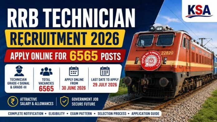 RRB Technician Recruitment 2026 Apply Online for 6565 Posts – Complete Notification, Eligibility, Salary, Exam Pattern, Selection Process & Application