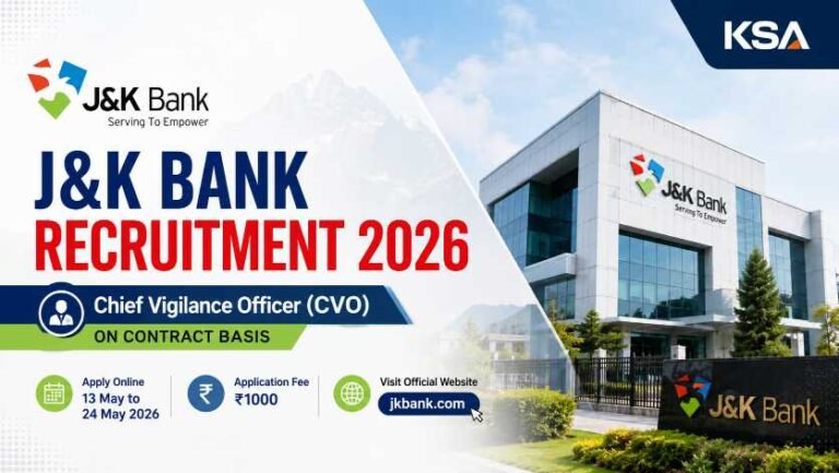 J&K Bank Recruitment 2026: Apply Online for Chief Vigilance Officer (CVO) Post on Contract Basis