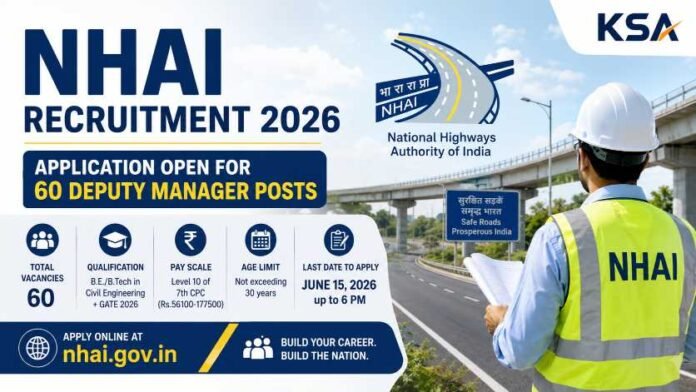 NHAI Recruitment 2026: Apply Online for 60 Deputy Manager Posts, Salary Up to Rs 1.77 Lakh