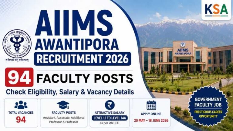 AIIMS Awantipora Recruitment 2026 Out for 94 Faculty Posts: Check Eligibility, Salary & Vacancy Details